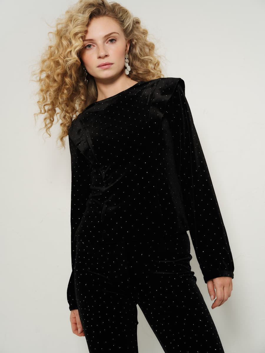 Kendra Stud Velour Blouse