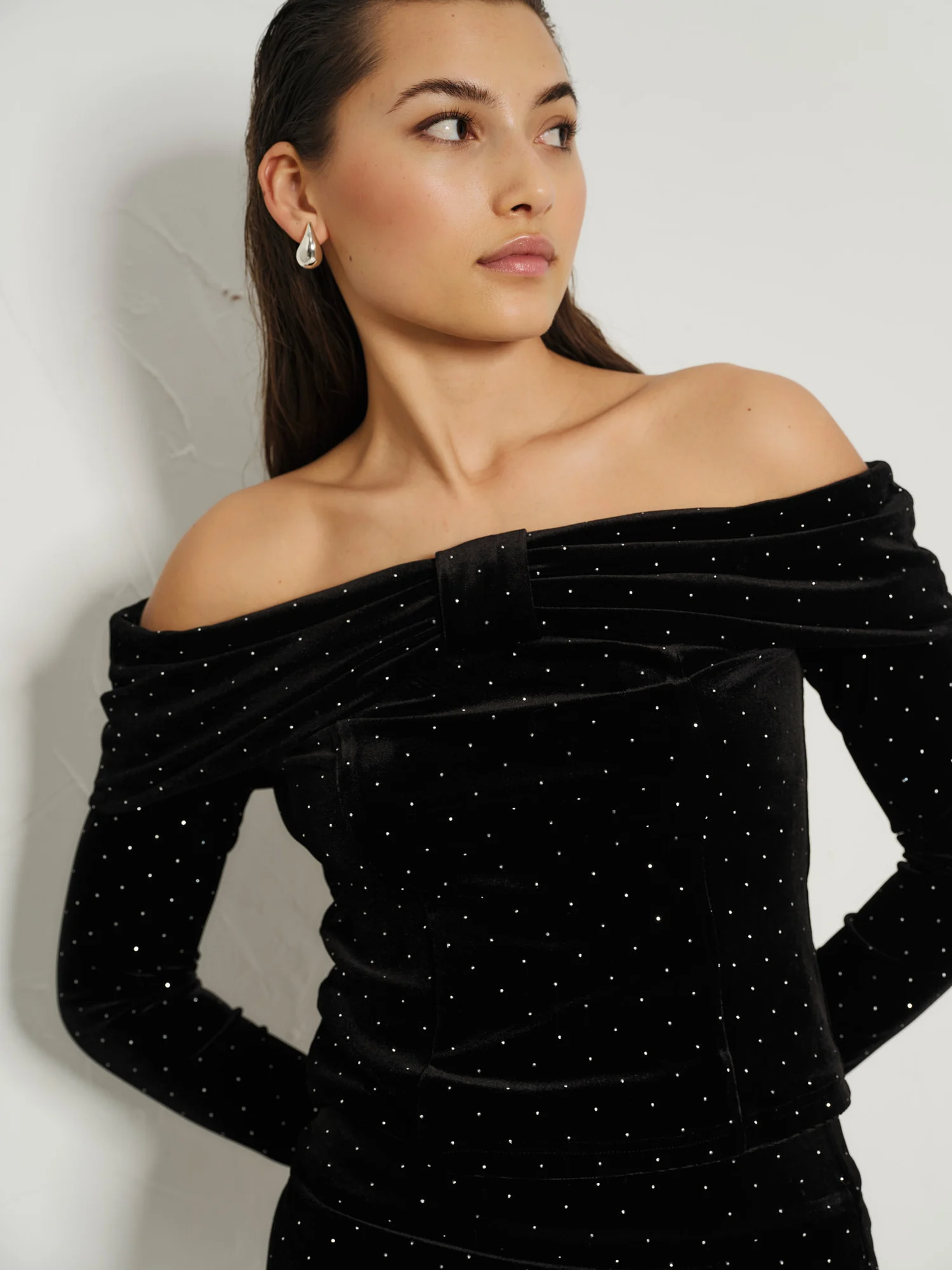 Tale stud velour top